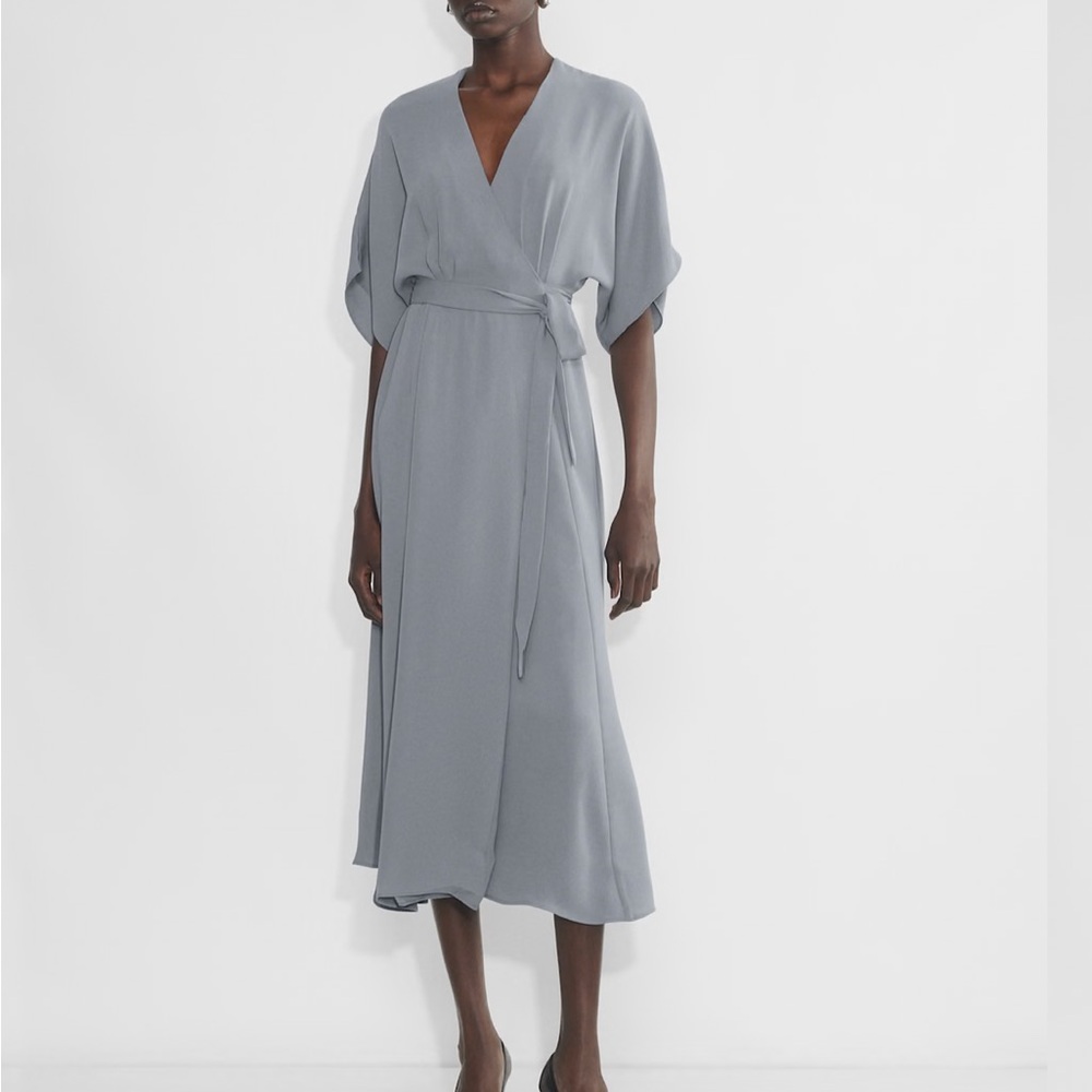 Aritzia Babaton Allude Gray/Blue Wrap Dress XS